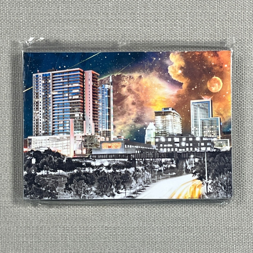 Jake Bryer Austin Art Garage Wood Block Print City of Austin Power Plant Skyline